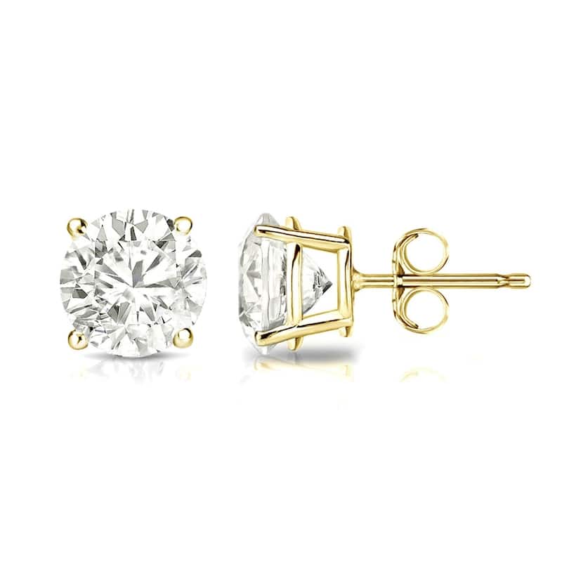 Auriya 1 1/2ctw Clarity-enhanced Round Diamond Stud Earrings 14k Gold (I2-I3)