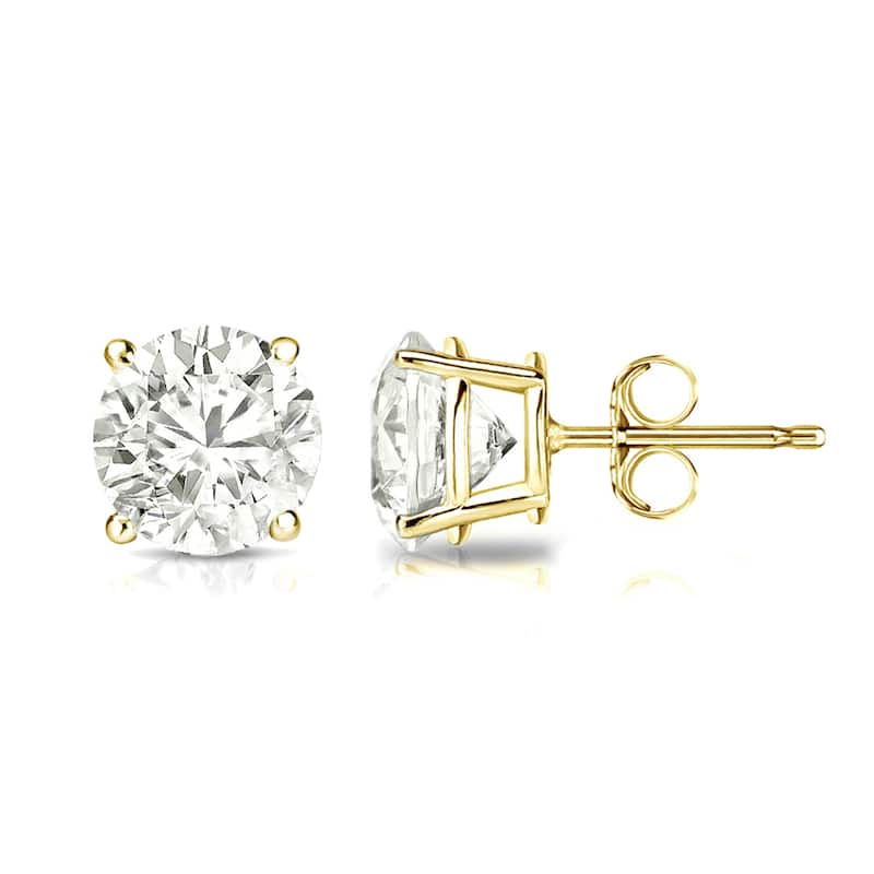 Auriya 1 1/2ctw Clarity-enhanced Round Diamond Stud Earrings 14k Gold (I2-I3) - Yellow