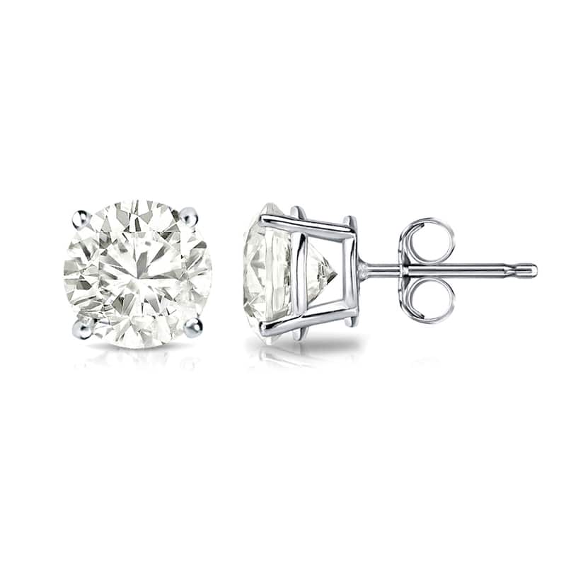 Auriya 1 1/2ctw Clarity-enhanced Round Diamond Stud Earrings 14k Gold (I2-I3) - White