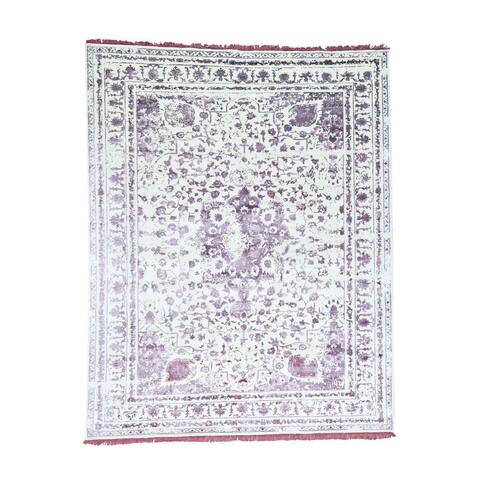 Shahbanu Rugs Wool and Silk Handmade Broken Persian Design Rug