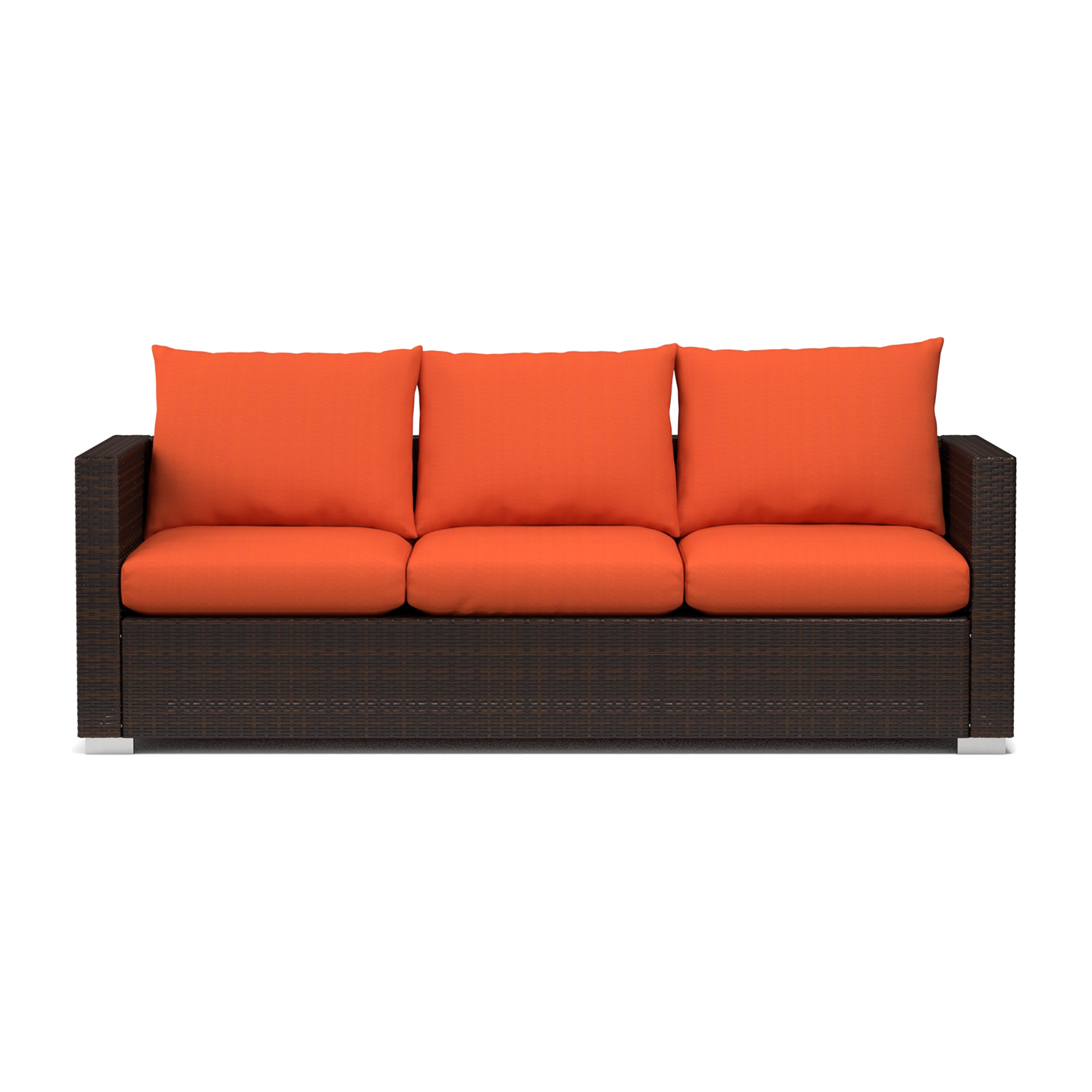 Handy Living Aldrich Indoor Outdoor Rattan Sofa With Sunbrella Handy Living Aldrich Indoor Outdoor Rattan Sofa With Sunbrella Terracotta Cushions