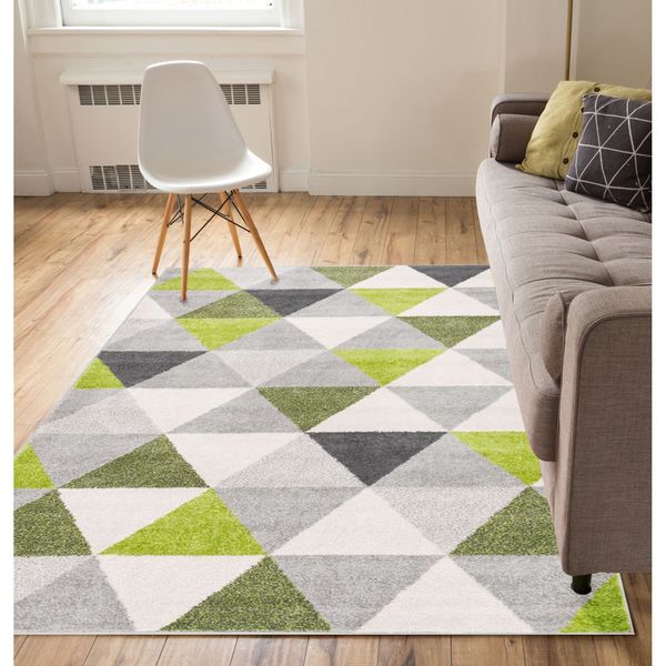 Well Woven Mid Century Modern Geometric Triangles Area