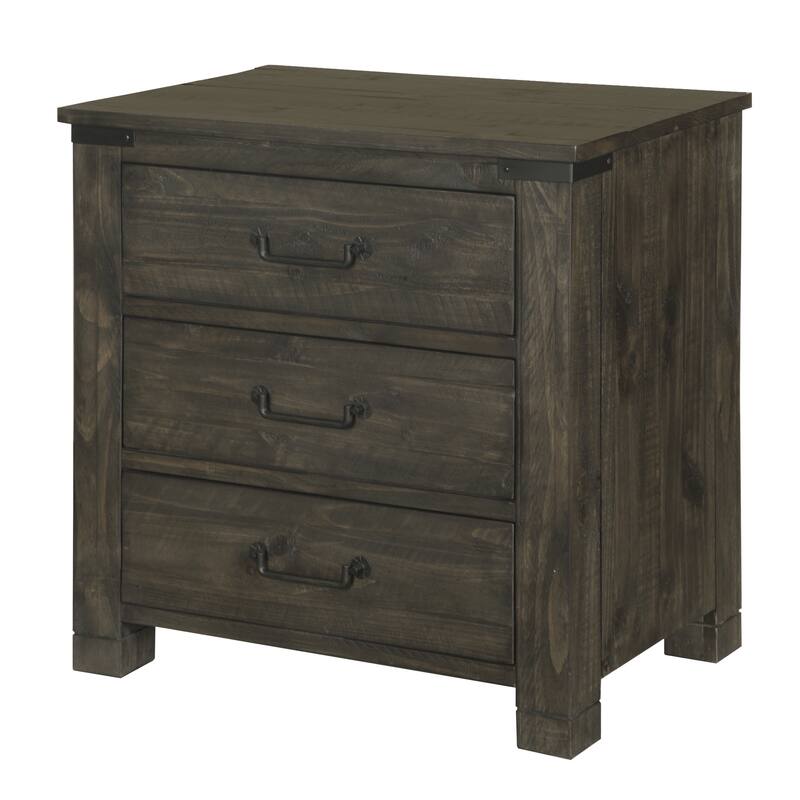Abington 3-drawer Nightstand in Weathered Charcoal