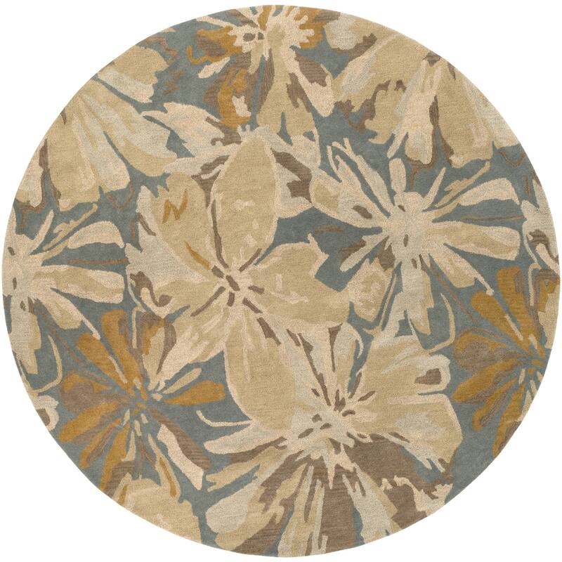 Handmade Putty Transitional Floral Wool Area Rug