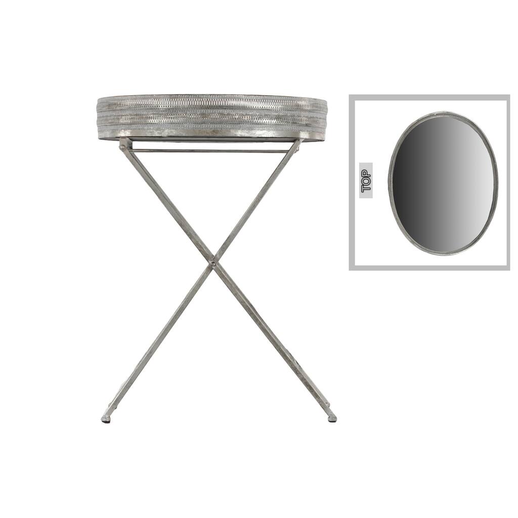 Metal Butler Silver Tray Table with Mirror Surface