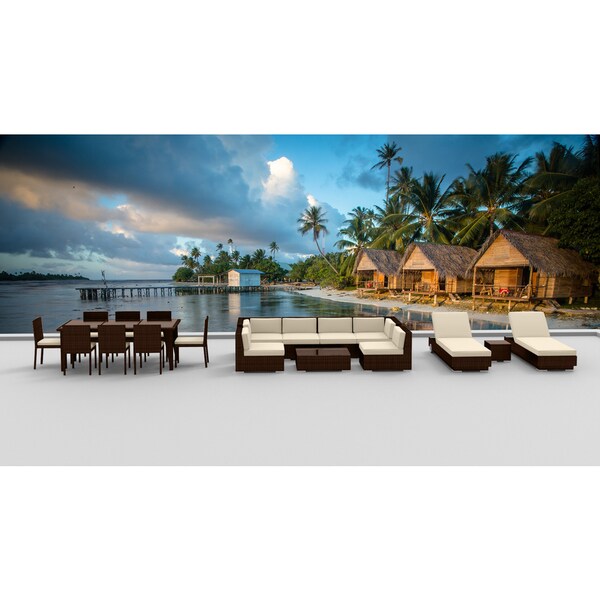 Urban Furnishing - BROWN SERIES 19 Piece Outdoor Dining and Sofa Sectional Patio Furniture Set