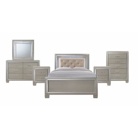 Silver Orchid Odette Glamour Youth Full Platform 6-piece Bedroom Set