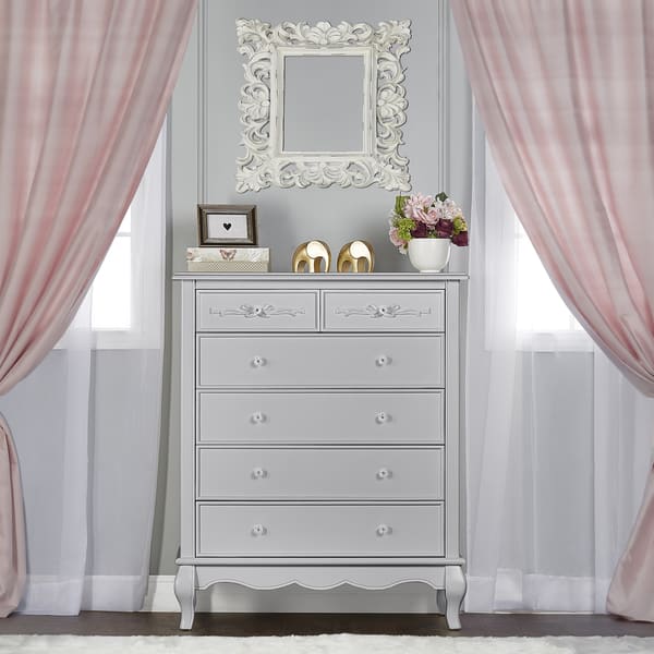 evolur aurora dresser grey Evolur Aurora 7 Drawer Double Dresser, Akoya Grey Pearl/Silver Mist & main image 1