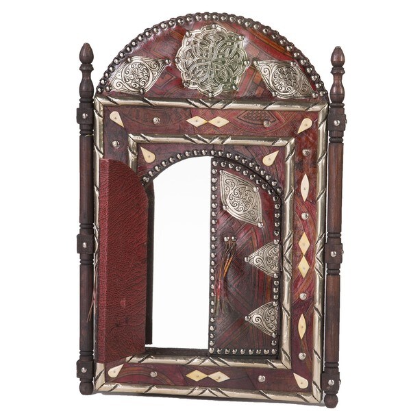 23 Moroccan Leather Mirror With Doors Brown Free 23 Moroccan Leather Mirror With Doors Brown