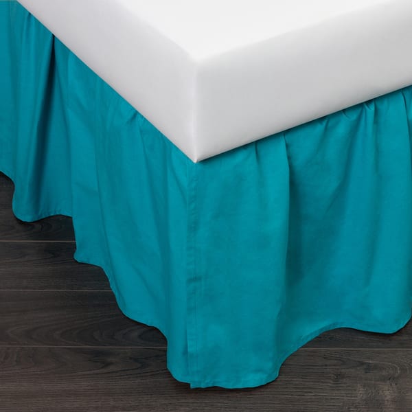 Brighton Teal Cotton Bed Skirt - Overstock - 14747632