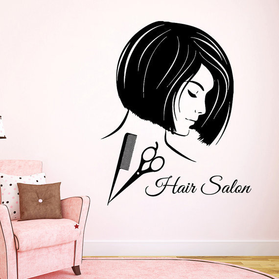Girl Beauty Makeup Hair Salon Vinyl Wall Decal Mural Wall Sticker Home Decor Art
