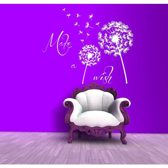 Shop Dandelion Quote Flower Blossom Art Make A Wish Vinyl Stickers