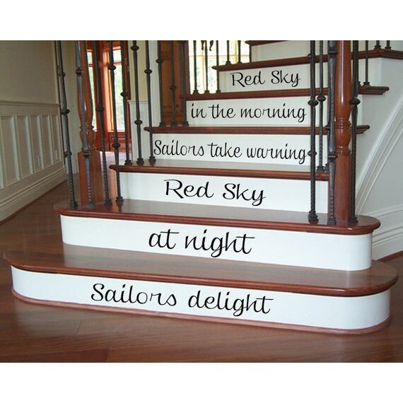 Shop Quote Red Sky In The Morning Staircase Decal Vinyl Sticker Interior Design Decor Sticker Decal Size 33x52 Color Black On Sale Overstock 14756063