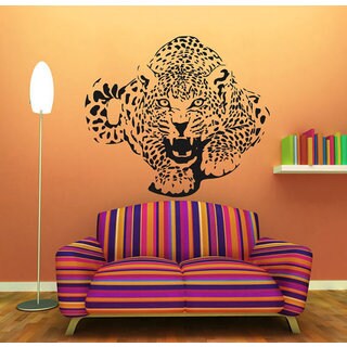 Leopard Face wall decal Cheetah Wall Art Stickers Animals Head Wall vinyl Wild Cat Vinyl Sticker Decor Bedroom Nursery Wild Pet Murals 368ES