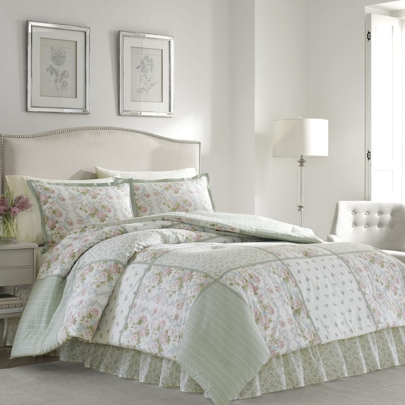 Laura Ashley Harper Green Cotton Comforter Set