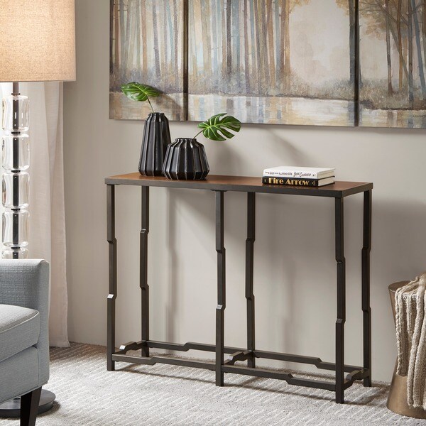 Shop Madison Park Devin Walnut Graphite Tall Entry Table