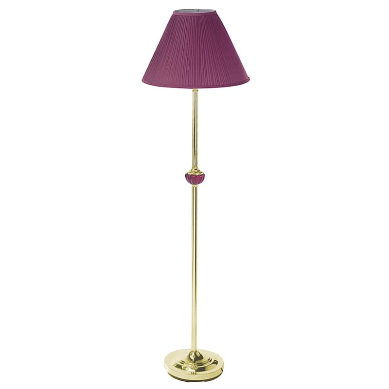 Burgundy Ceramic/Brass Floor Lamp