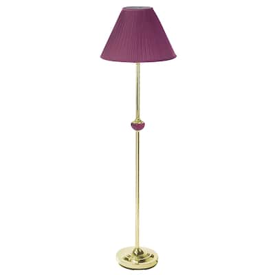 Burgundy Ceramic/Brass Floor Lamp