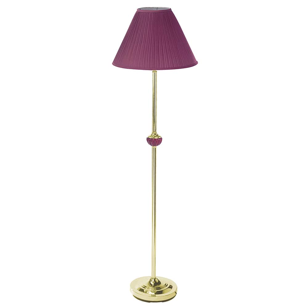Burgundy Ceramic/Brass Floor Lamp