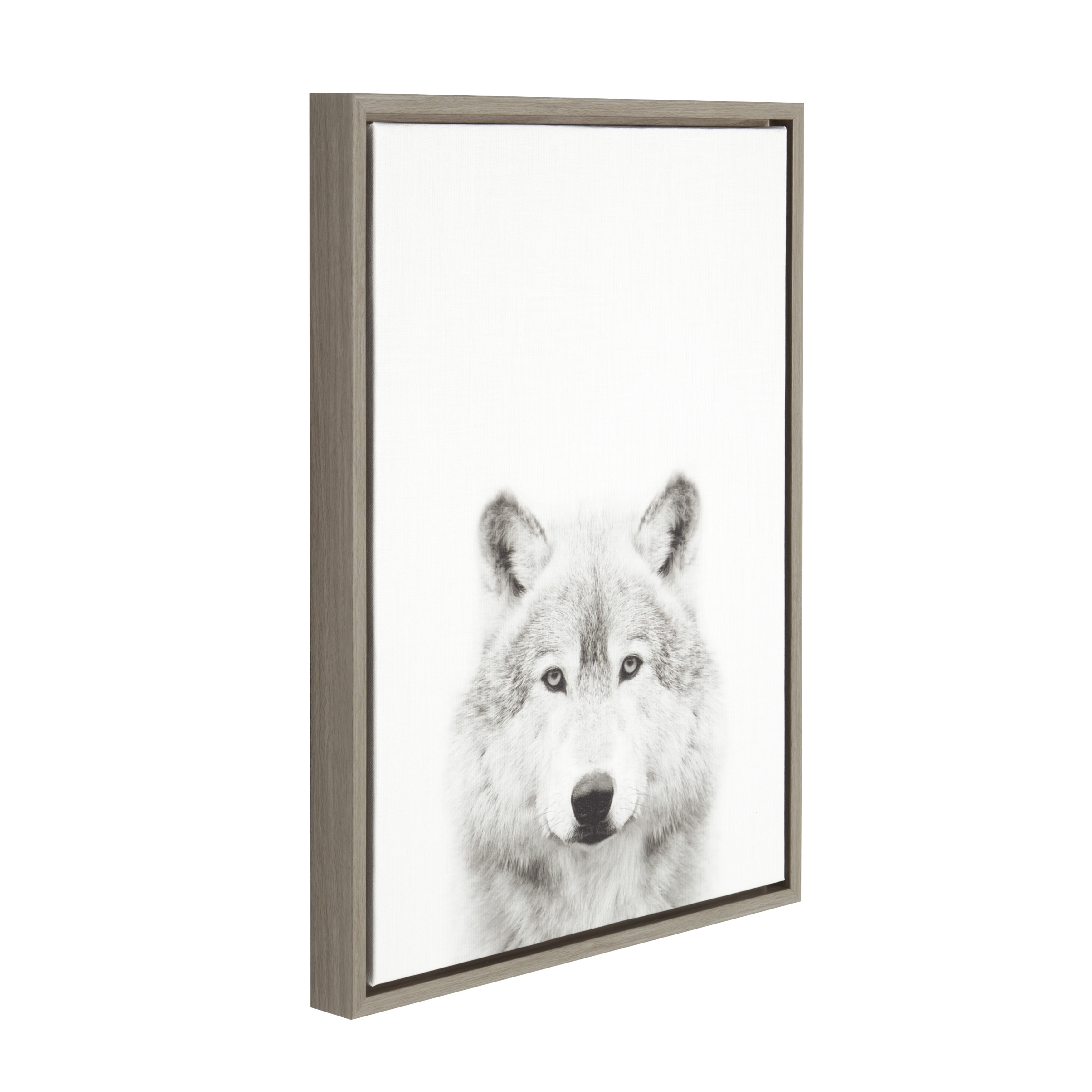 Kate and Laurel Sylvie Wolf Black and White Portrait Framed Canvas Wall Art  by Simon Te Tai, 18x24 Gray On Sale Bed Bath  Beyond 14767919