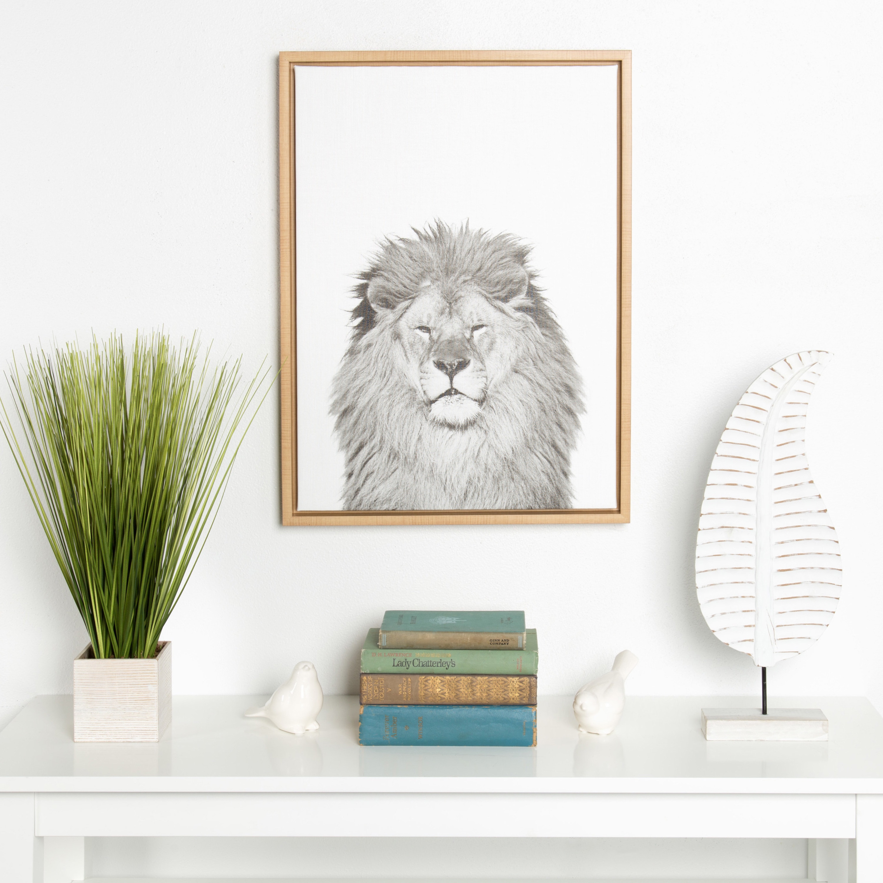 Kate and Laurel Sylvie Lion Animal Portrait Framed Canvas Wall Art by Simon  Te Tai, 18x24 Natural On Sale Bed Bath  Beyond 14767947