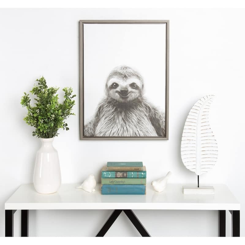 Kate and Laurel Sylvie Sloth Framed Canvas by Simon Te Tai