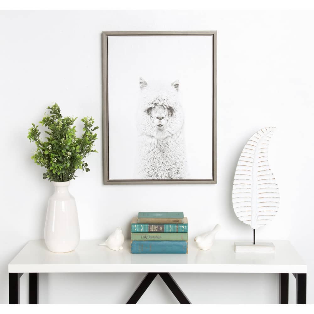 Kate and Laurel Sylvie Farm Animal Framed Canvas Wall Art by Simon Te Tai, 18x24 Gray