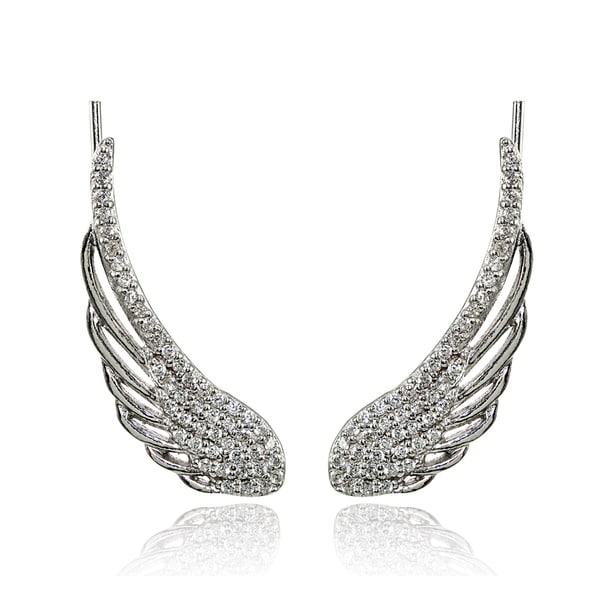 Sterling Silver Cubic Zirconia Climber Crawler Wing Earrings