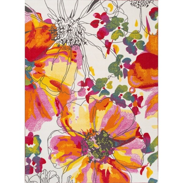 Modern Bright Flowers Non-slip Area Rug