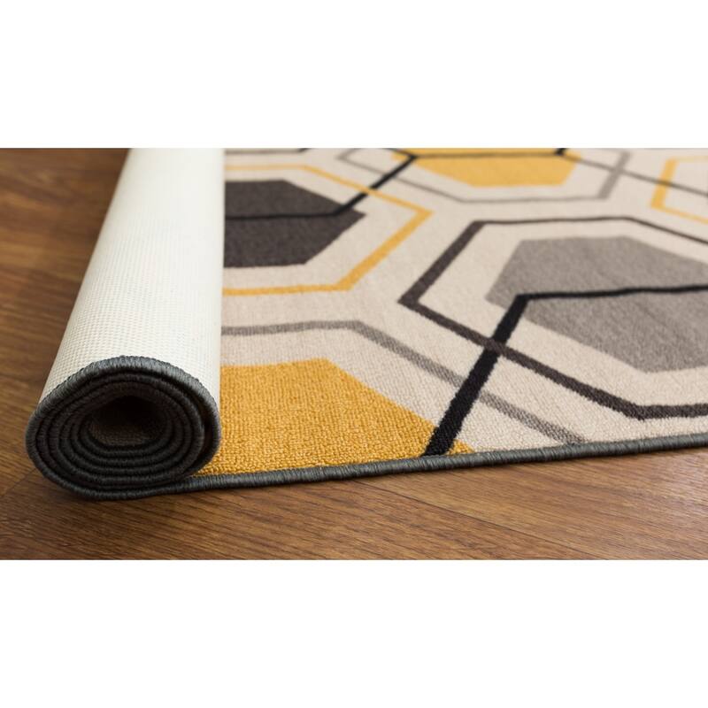 World Rug Gallery Contemporary Geometric Stripe Non-Slip Area Rug