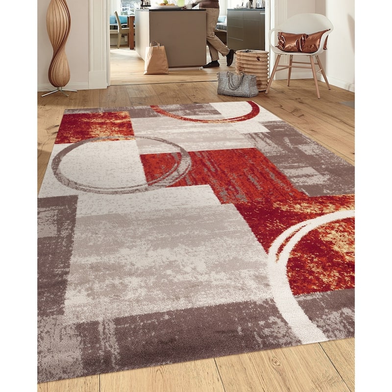 World Rug Gallery Abstract Polypropylene Machine-Made Circle Area Rug