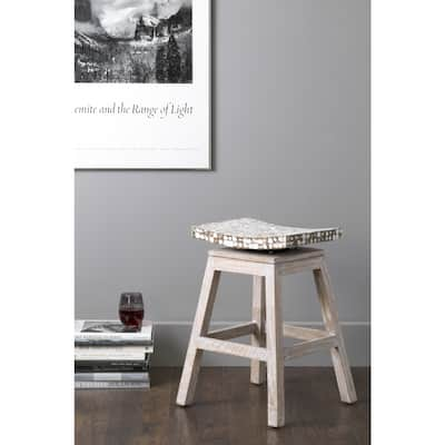 White Coconut Shell Swivel Counter Stool by East at Main