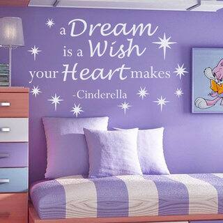 Shop Cinderella Quote A Dream Is A Wish Your Heart Makes Vinyl Sticker Interior Mural Nursery Sticker Decal Size 33x45 Color Black On Sale Overstock 14776764