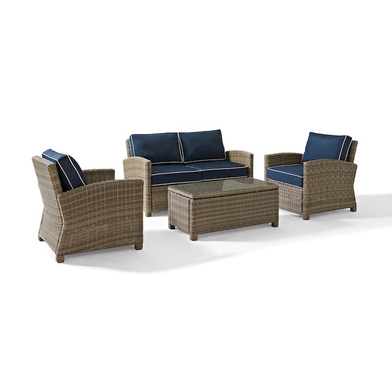 Crosley Bradenton Outdoor Arm Chairs with Navy Cushions (set of 2)