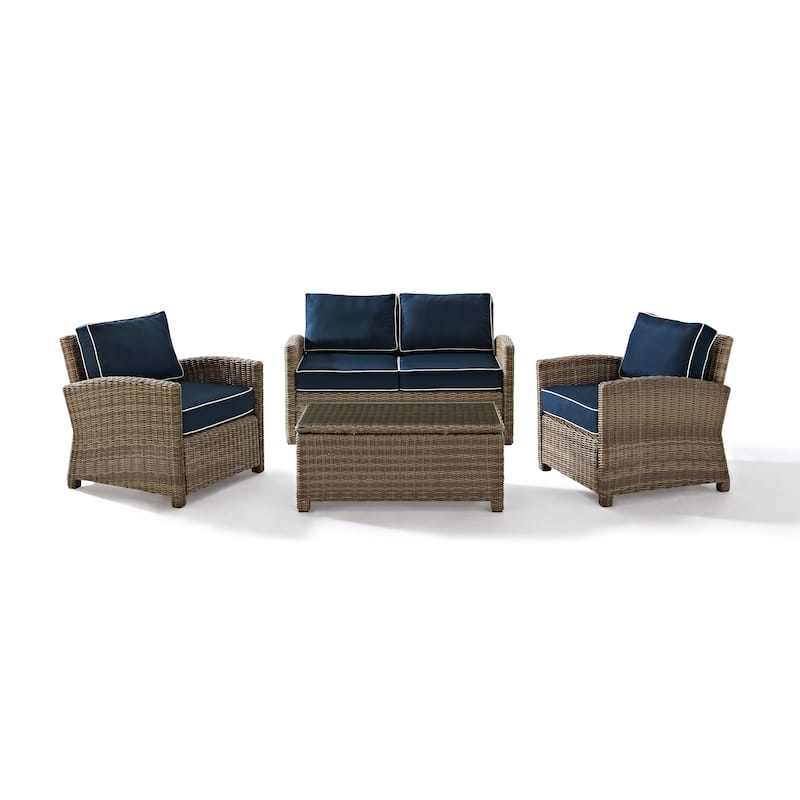 Crosley Bradenton Outdoor Arm Chairs with Navy Cushions (set of 2)