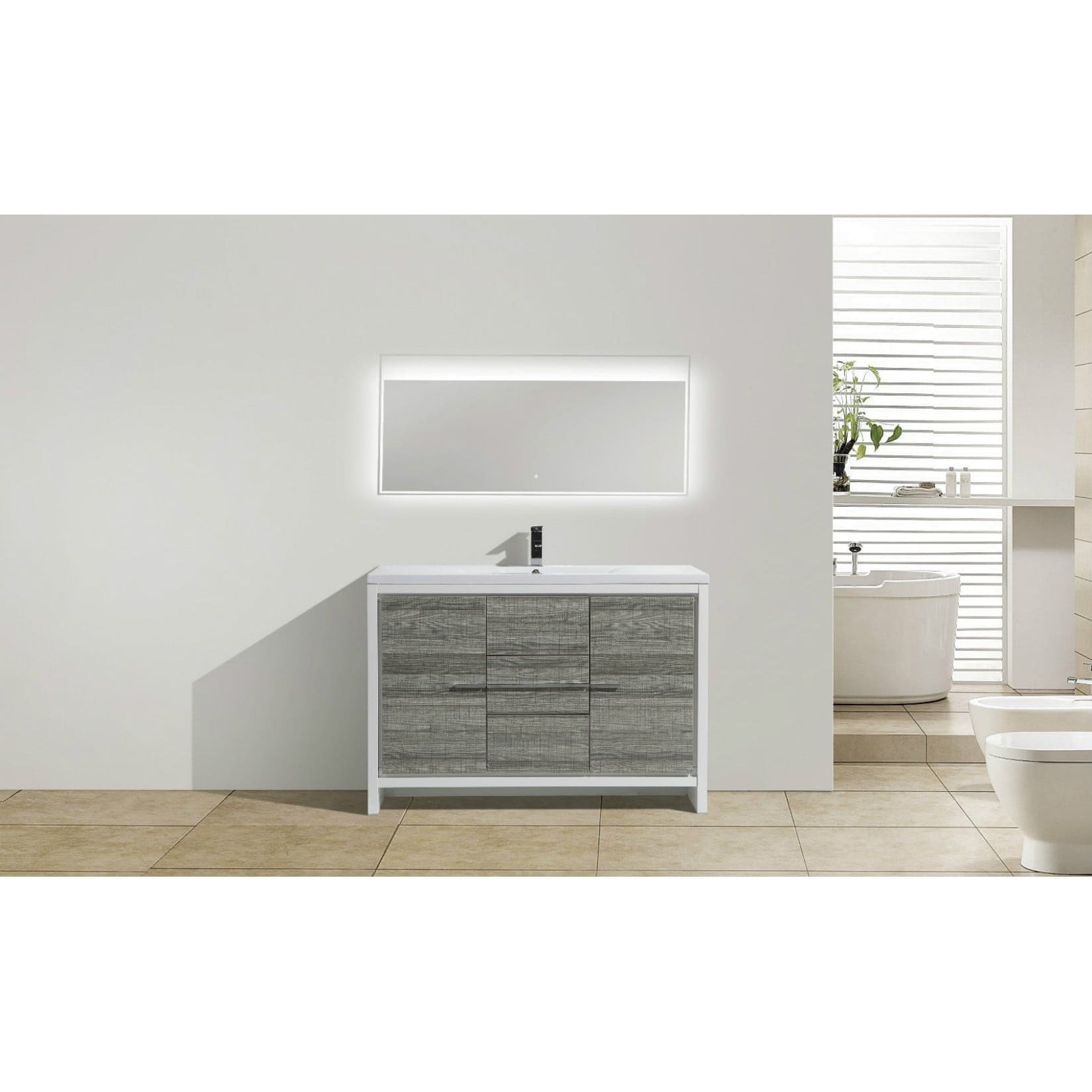 Moreno Bath MOD 48 Inch Free Standing Modern Bathroom Vanity with Reinforced Acrylic Sink