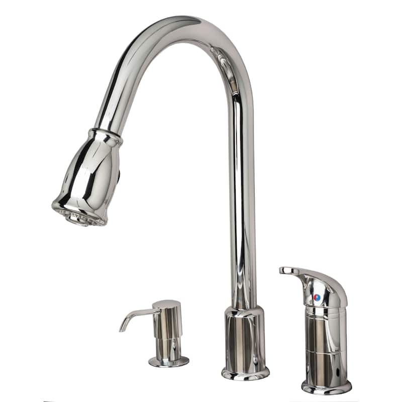 Builders Shoppe Classic Single Handle 16" Pull-Down Kitchen Faucet with Soap Dispenser