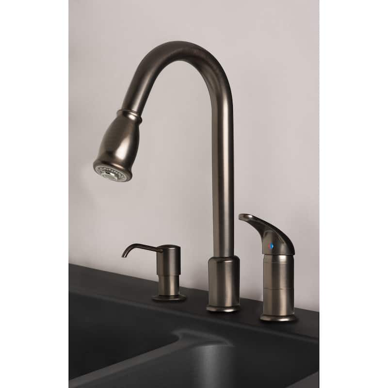 Builders Shoppe Classic Single Handle 16" Pull-Down Kitchen Faucet with Soap Dispenser
