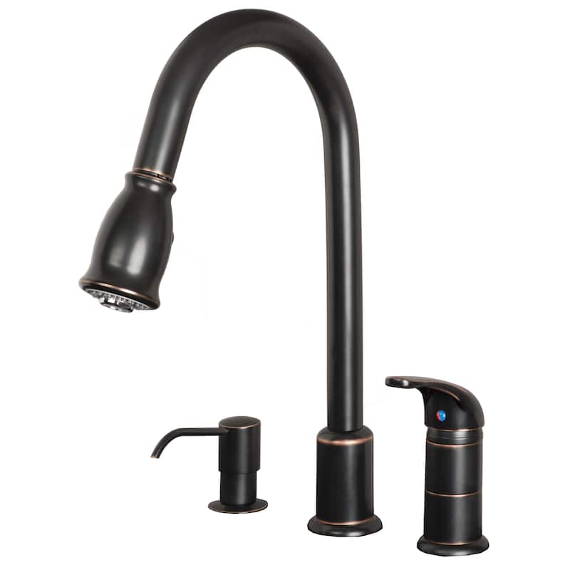 Builders Shoppe Classic Single Handle 16" Pull-Down Kitchen Faucet with Soap Dispenser - Rubbed - Oil Rubbed Bronze