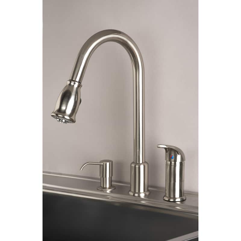 Builders Shoppe Classic Single Handle 16" Pull-Down Kitchen Faucet with Soap Dispenser