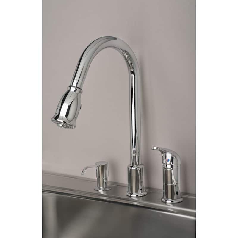 Builders Shoppe Classic Single Handle 16" Pull-Down Kitchen Faucet with Soap Dispenser