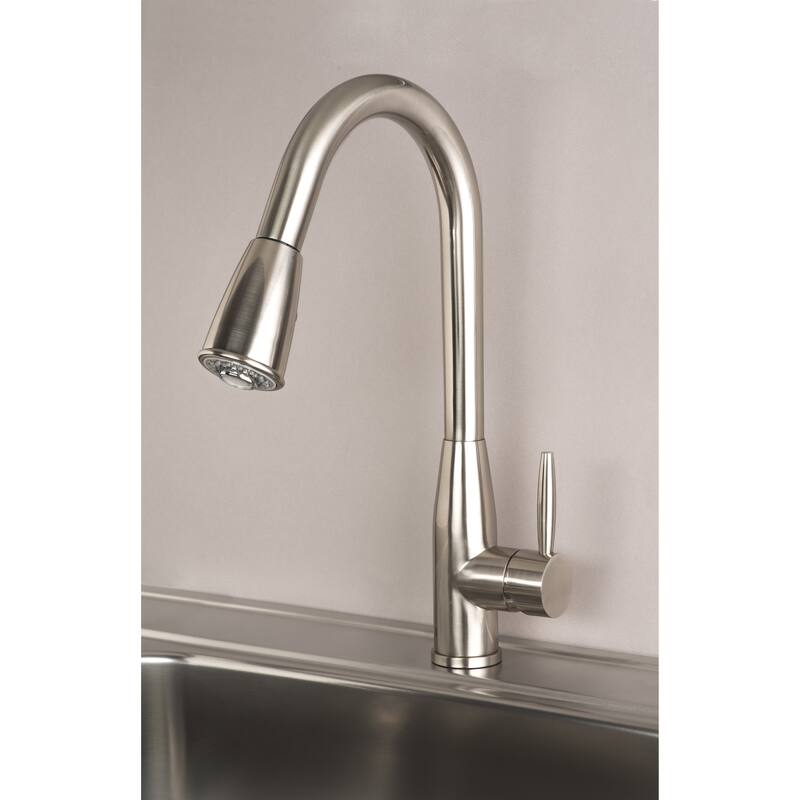 Builders Shoppe Contemporary Single Handle 16" Pull-Down Kitchen Faucet - Stainless Steel Finish - Silver