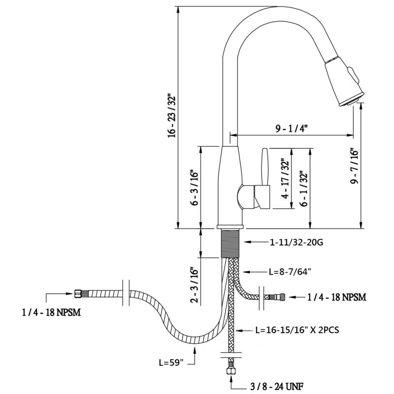 Builders Shoppe Contemporary Single Handle 16" Pull-Down Kitchen Faucet