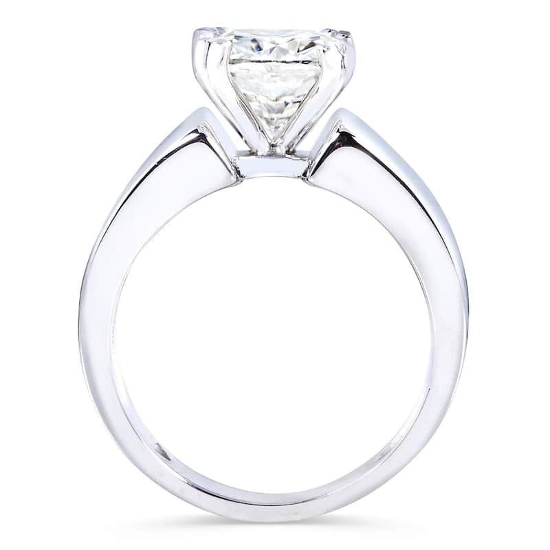 Kobelli 2 Carats Moissanite 14k White Gold Cushion Solitaire 4-prong Wide Flare Band Heidi Engagement Ring