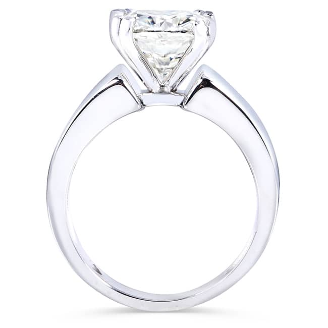 Kobelli 2.8 Carats Moissanite 14k Solid White Gold Cushion Solitaire Extra Wide Flare Band Heidi Engagement Ring