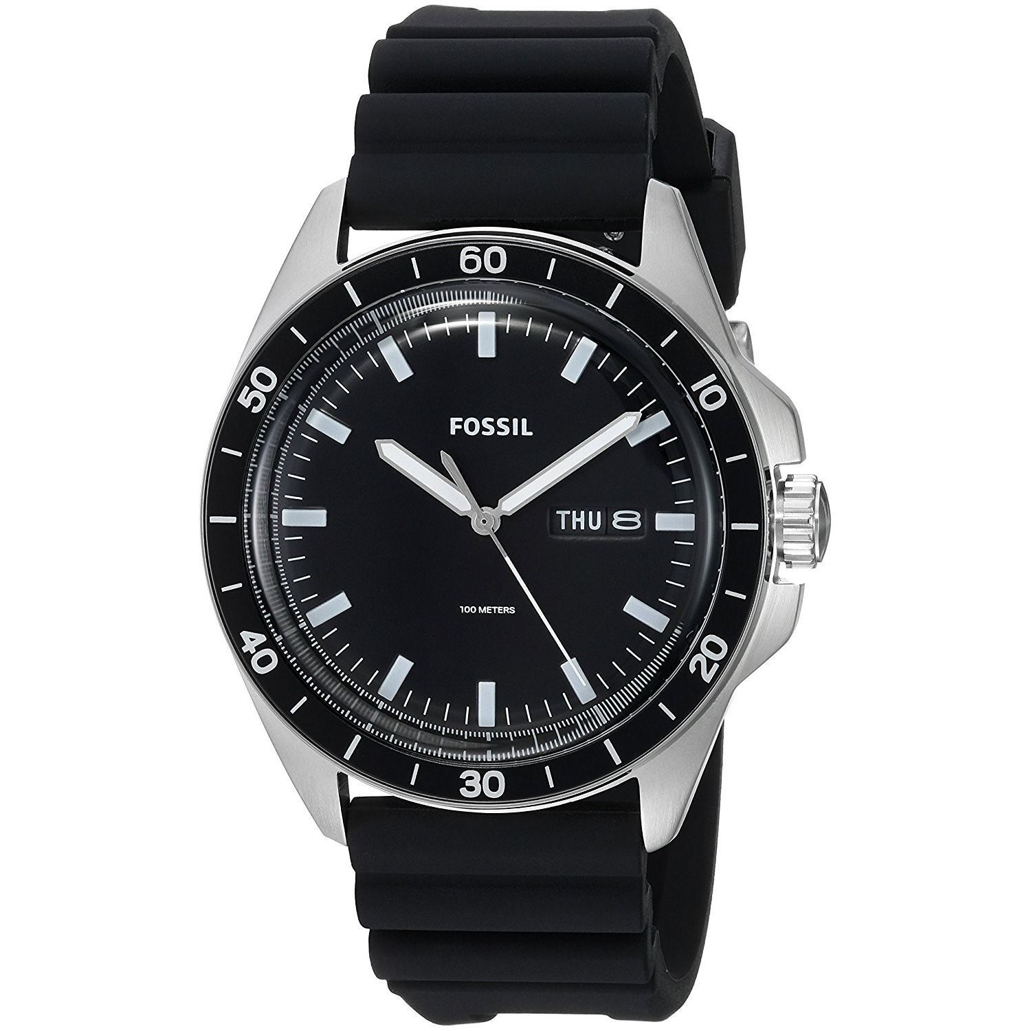 fossil men's silicone strap sport watch