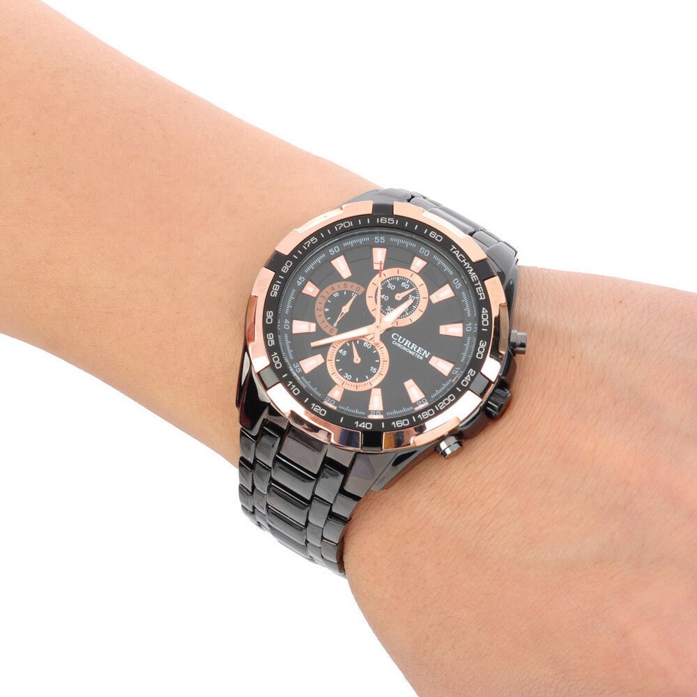 curren stainless steel black water resistant