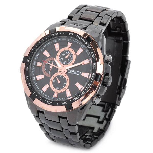 curren stainless steel black water resistant