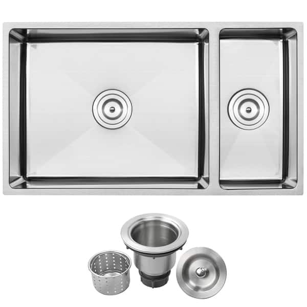 Shop Ticor Stainless Steel Undermount 31 1 4 Inch 70 30 Double
