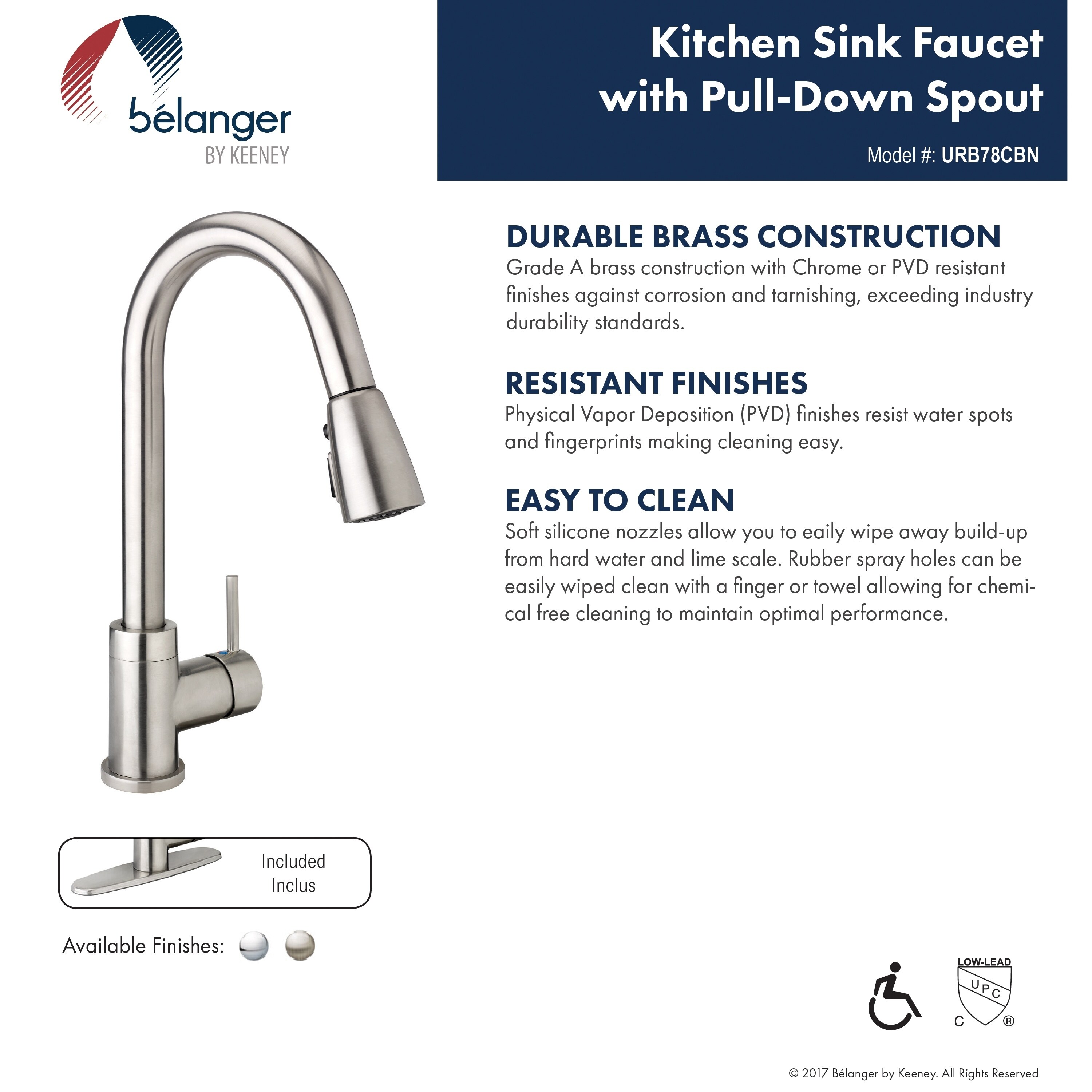 Shop Urb78cbn Brushed Nickel 1 Handle Kitchen Sink Faucet With